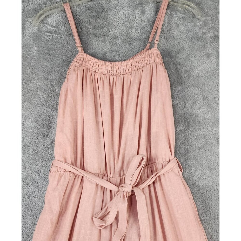 New In Jumpsuit Womens Medium Pink Linen Blend Sleeveless Tie Waist Wide Leg - Picture 8 of 12